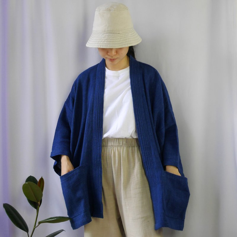 Handwoven cotton  Kimono... (Blue) - 女装休闲/机能外套 - 棉．麻 蓝色