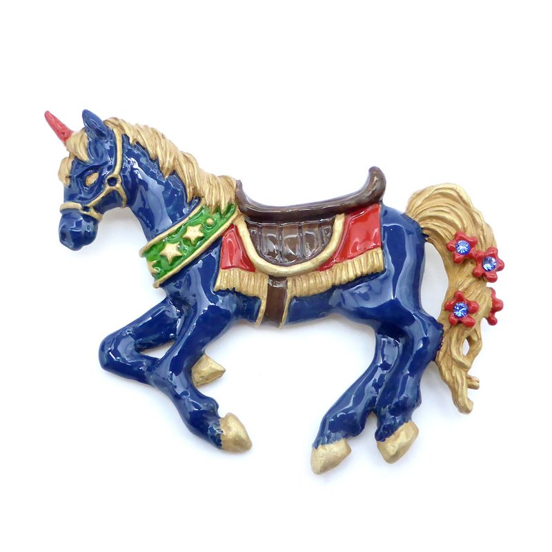 Knight Horse Brooch Lee Packlekis / Pin Brooch PB081 - 胸针 - 其他金属 蓝色