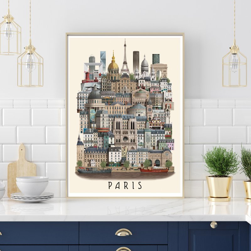 Martin Schwartz 城市海报 挂画 巴黎 PARIS 入厝礼物 - 海报/装饰画/版画 - 纸 多色