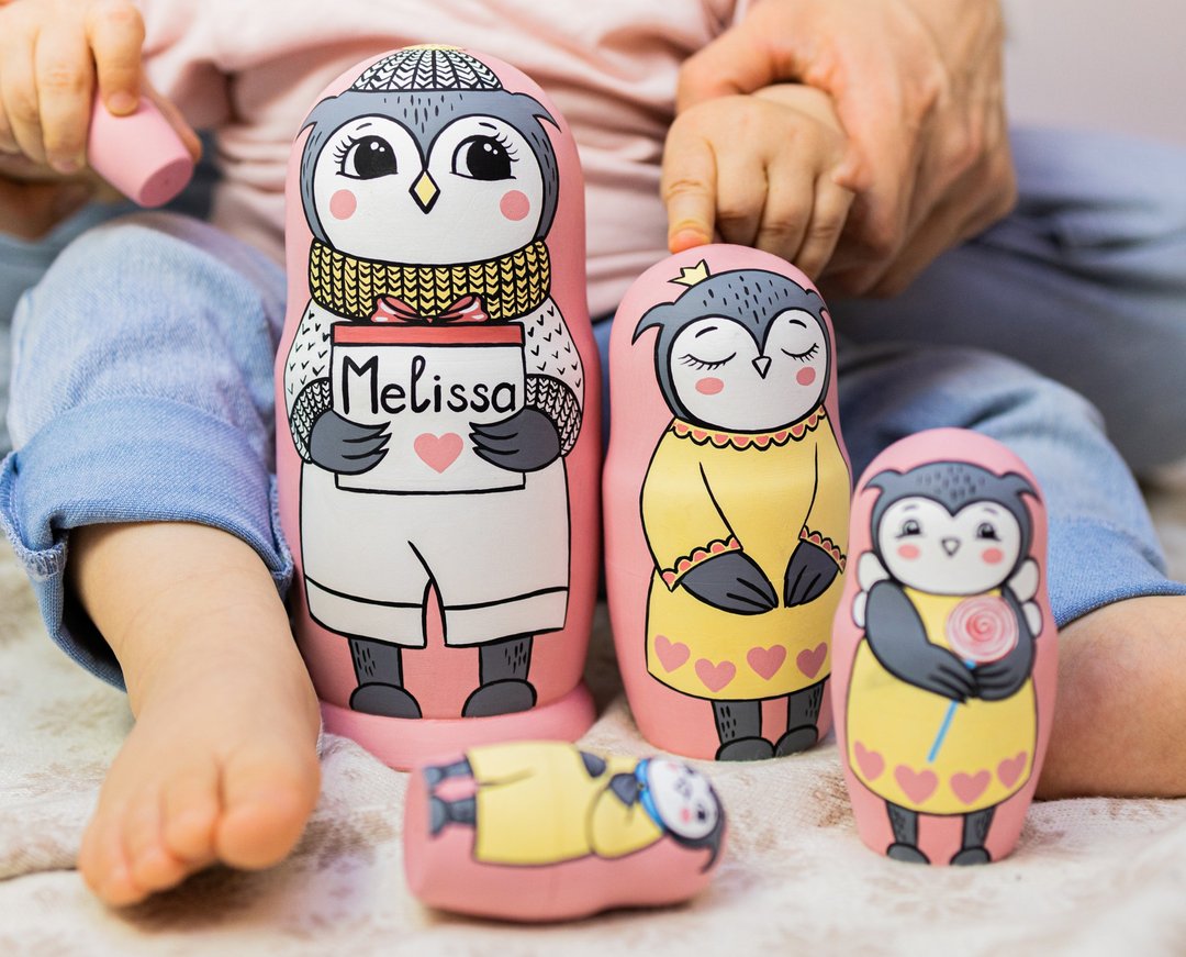 Nesting dolls for kids Matryoshka with owl Russian doll Animal nesting dolls - 玩具/玩偶 - 木头 