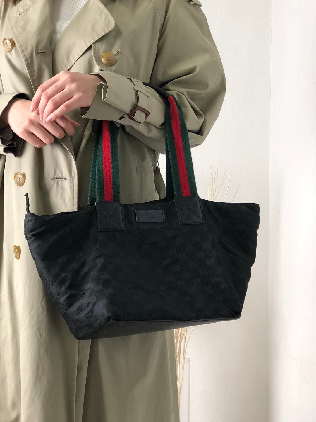 【日本直运，名牌二手包装】GUCCI 古驰 GG Sherry line 手提包黑vintage复古老gjg75f - 手提包/手提袋 - 其他材质 黑色