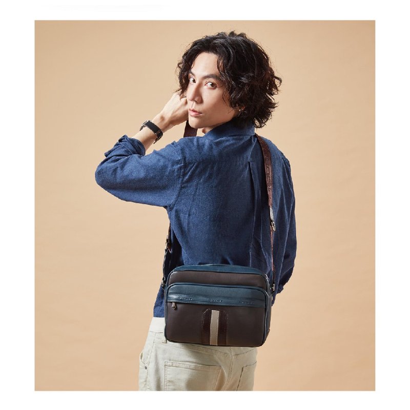 【侧背包/24H出货】男生侧背包/横式斜背包 真皮包包 男生礼物 - 侧背包/斜挎包 - 真皮 