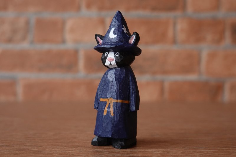 Wooden Doll Cat a Witch - 玩偶/公仔 - 木头 蓝色