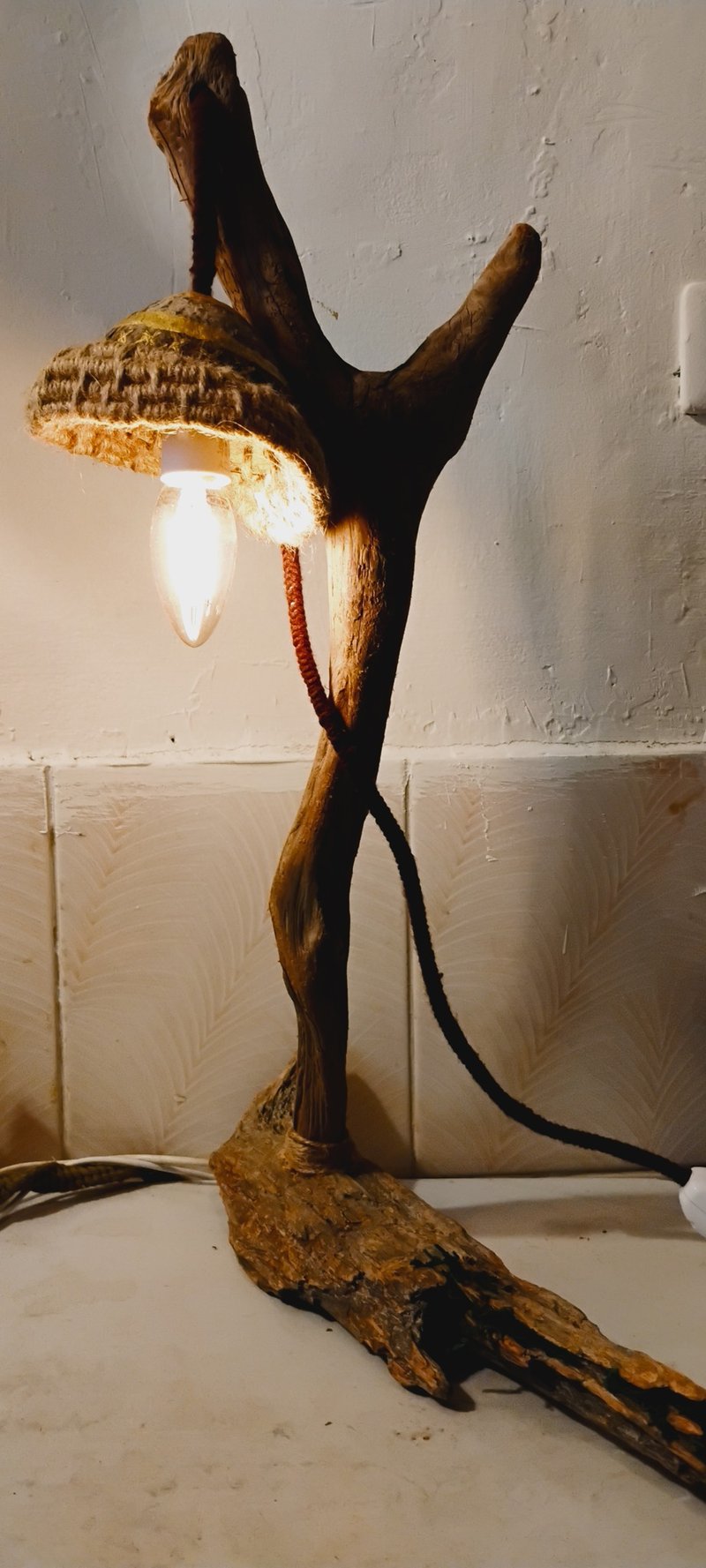 【Sunset of Dulan】都兰夕阳。手工漂流木可调式氛围灯 - 灯具/灯饰 - 木头 咖啡色