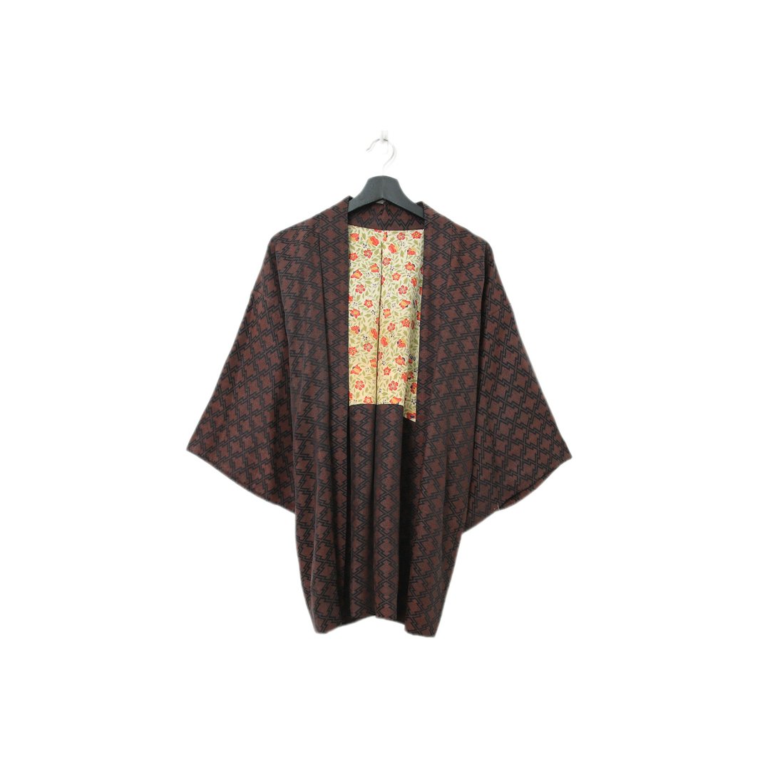 Back to Green-日本带回羽织 沈稳暗红 kb-90/vintage kimono - 女装休闲/机能外套 - 丝．绢 