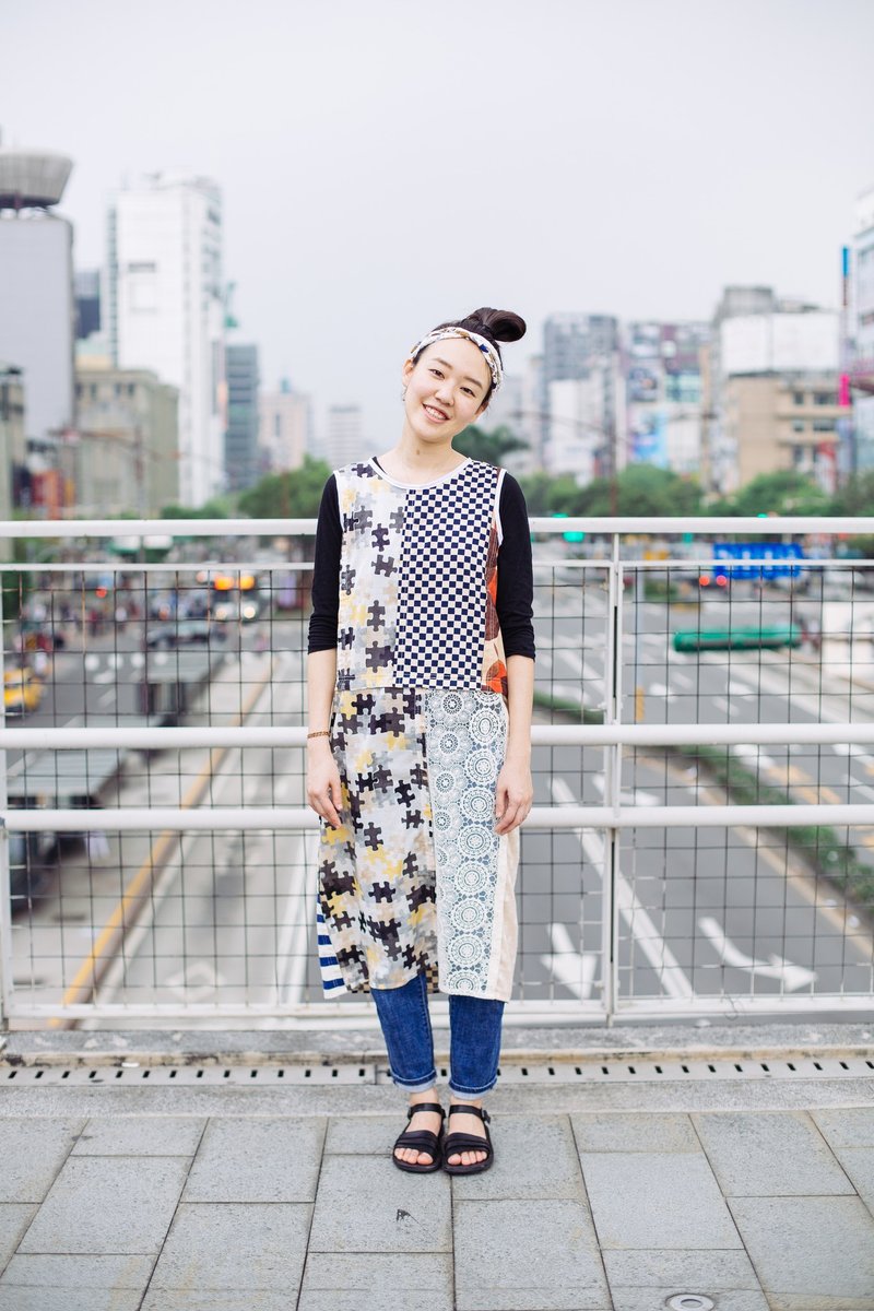 拼拼布料背心洋装(因为每件拼接方式不同，图片中有些布料也断货了，所以介意者请先私讯询问过后再下单喔！） - 洋装/连衣裙 - 其他材质 多色