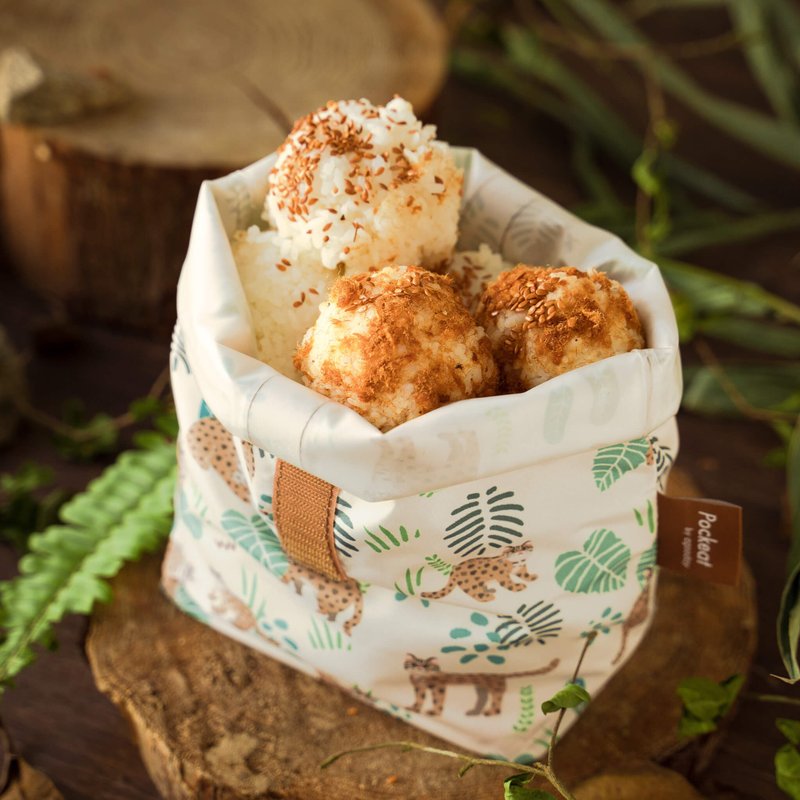 好日子 | Pockeat环保食物袋(大食袋)-惜惜石虎 - 便当盒/饭盒 - 塑料 卡其色