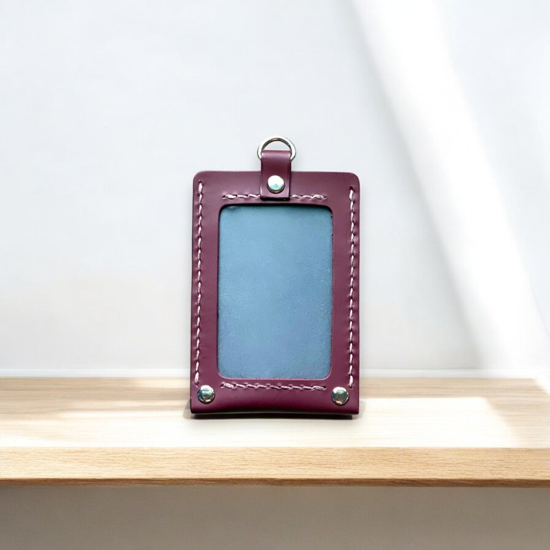 牛皮手缝简约证件套 - 红酒红 (新鲜人 职场 毕业 礼物) - 证件套/卡套 - 真皮 红色
