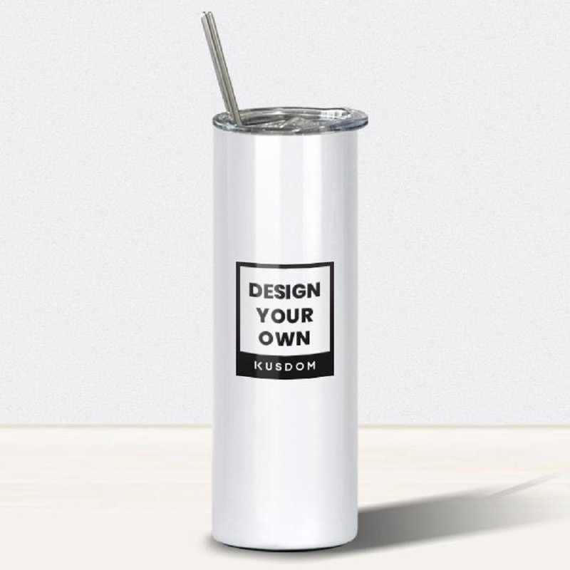 【定制化礼物】不锈钢直身吸管保温杯,20oz│情人节/父亲节/生日 - 保温瓶/保温杯 - 不锈钢 白色