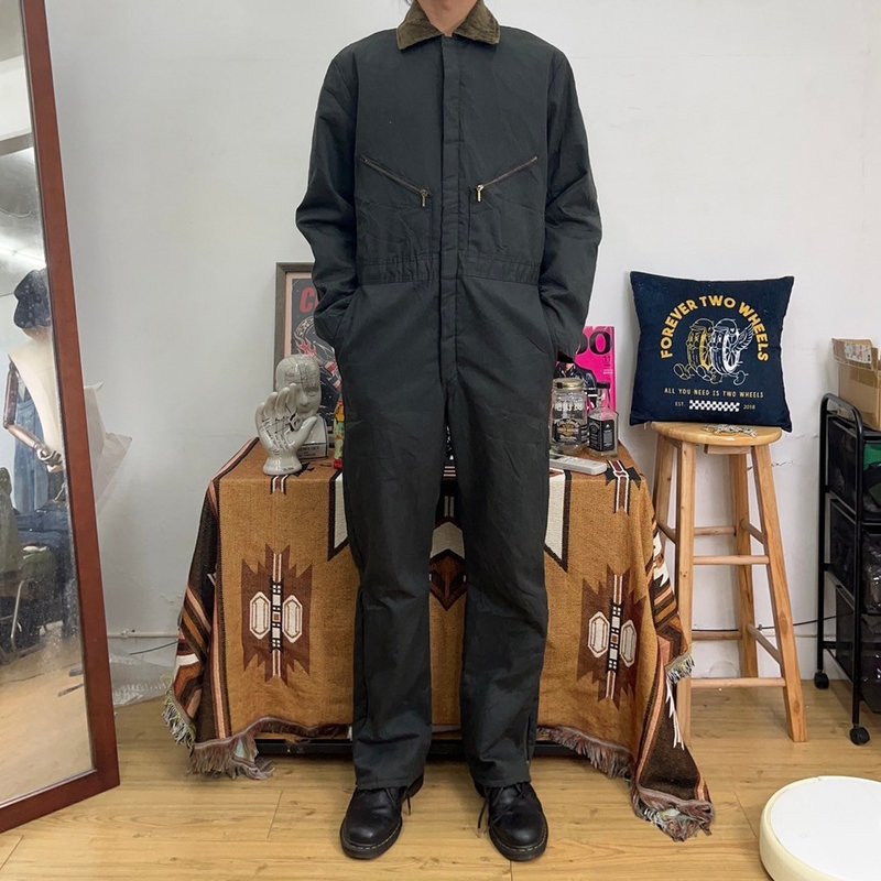 WALLS 美国制 连身工作服 内里铺棉 铁灰 灯芯绒领 二手 古着 - 男士长裤 - 棉 灰色