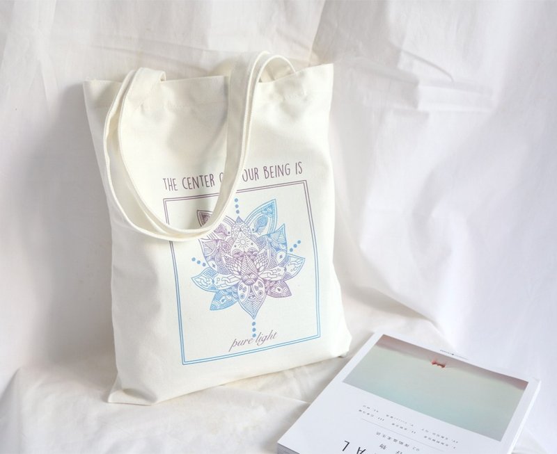 COLOURUP日常帆布袋系列 肩背包帆布包环保袋 蓮花側背包 - 侧背包/斜挎包 - 棉．麻 白色