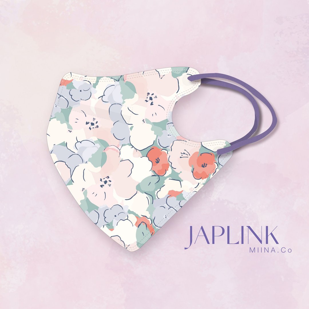 【标准】JAPLINK HEPA 高科技水驻极 立体医疗口罩-澎澎花语 - 口罩 - 聚酯纤维 粉红色