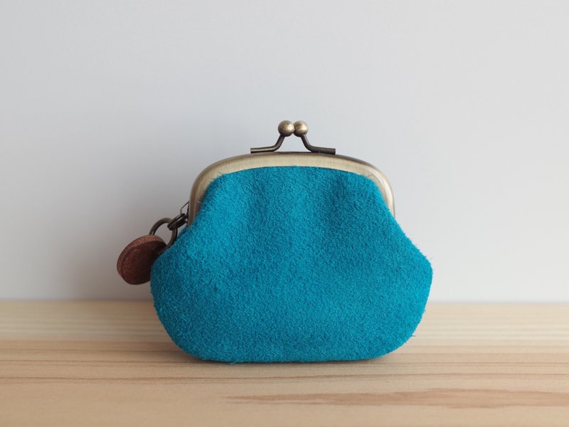 Suede leather purse turquoise blue - 零钱包 - 真皮 蓝色