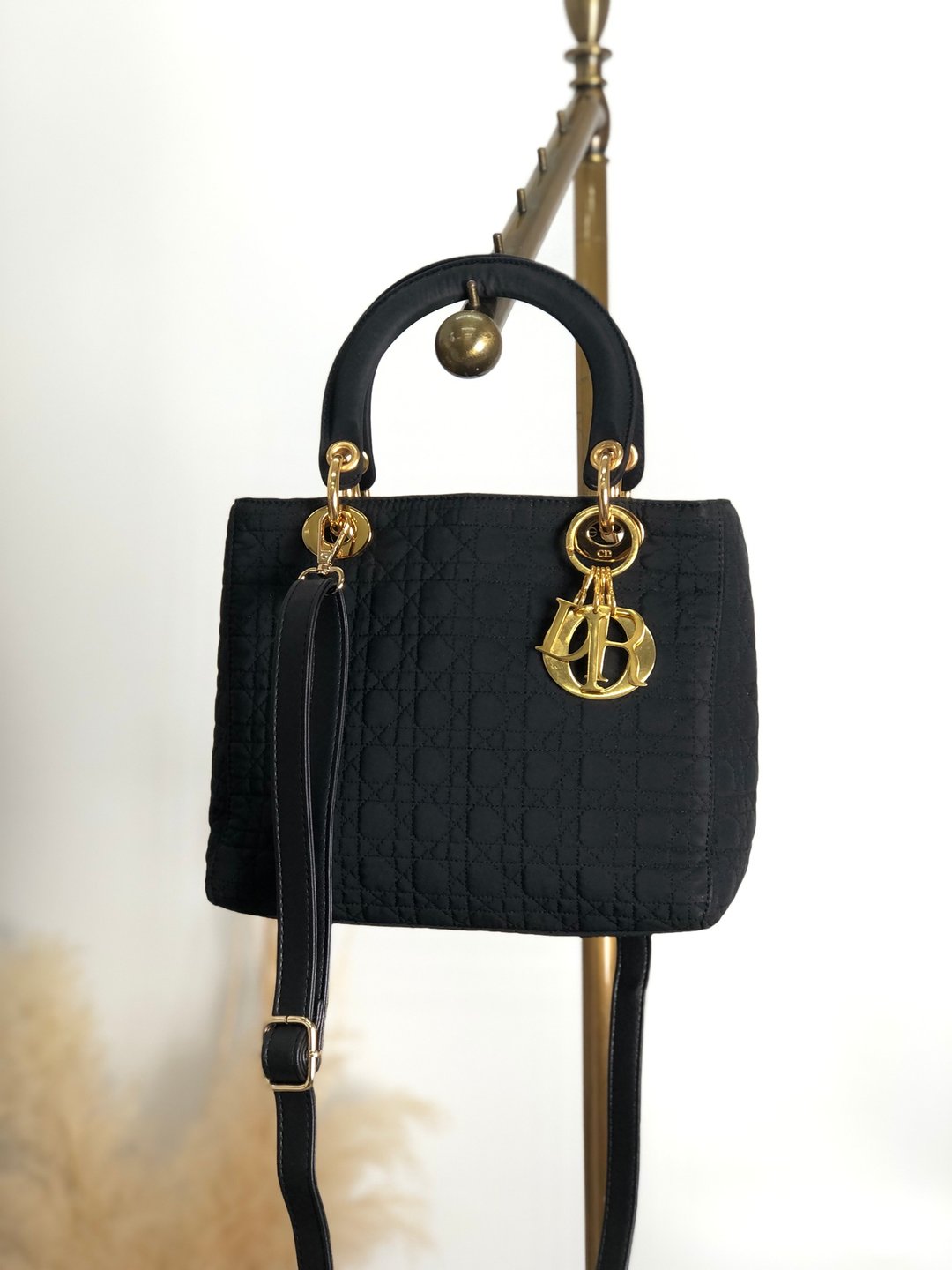 【日本直送，名牌包装】Christian Dior Cannage Lady Dior 单肩包黑尼龙 2way Old bnbh2i - 侧背包/斜挎包 - 尼龙 黑色