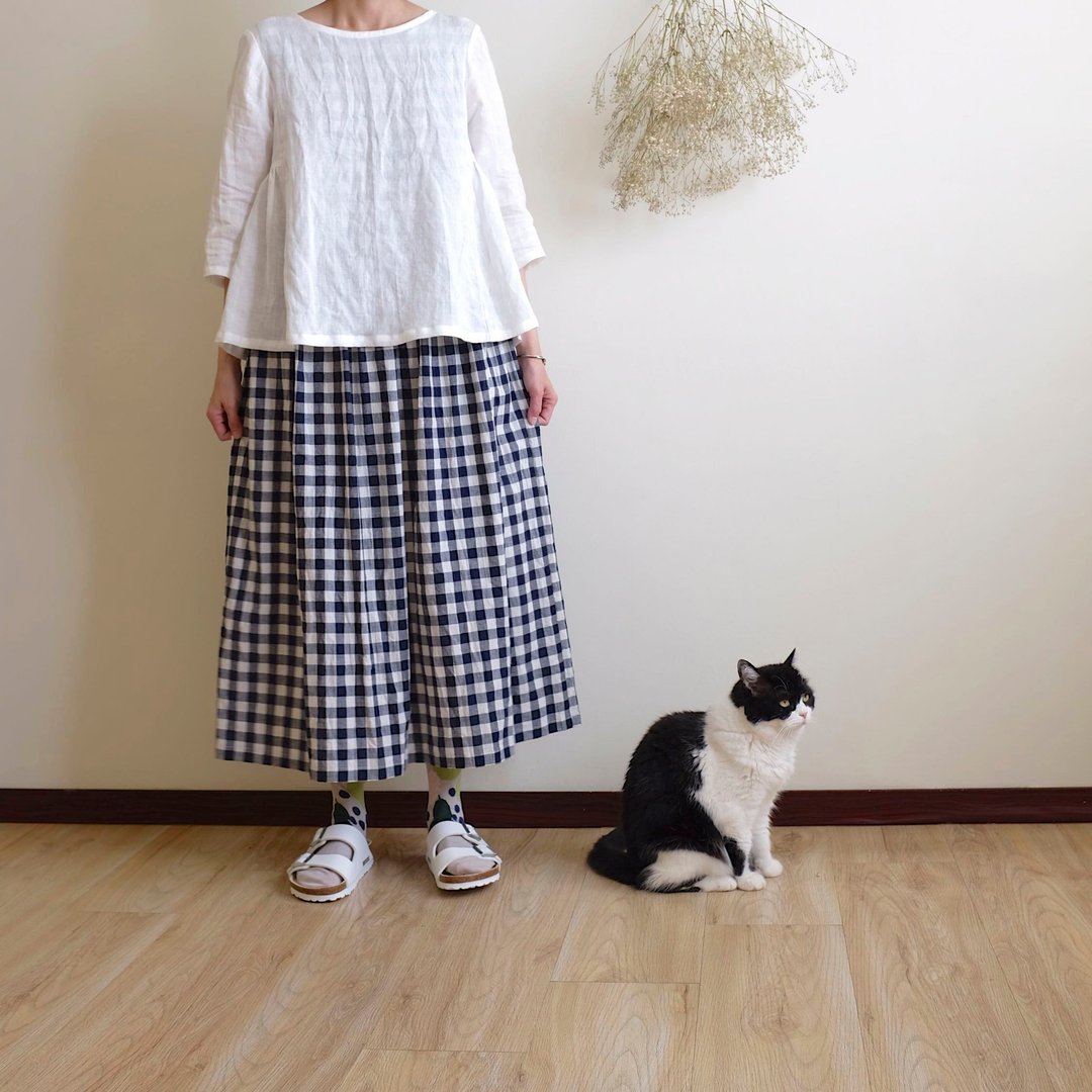 日常手作服 洁净白空气感七分袖伞型罩衫 水洗亚麻 - 女装上衣 - 棉．麻 白色