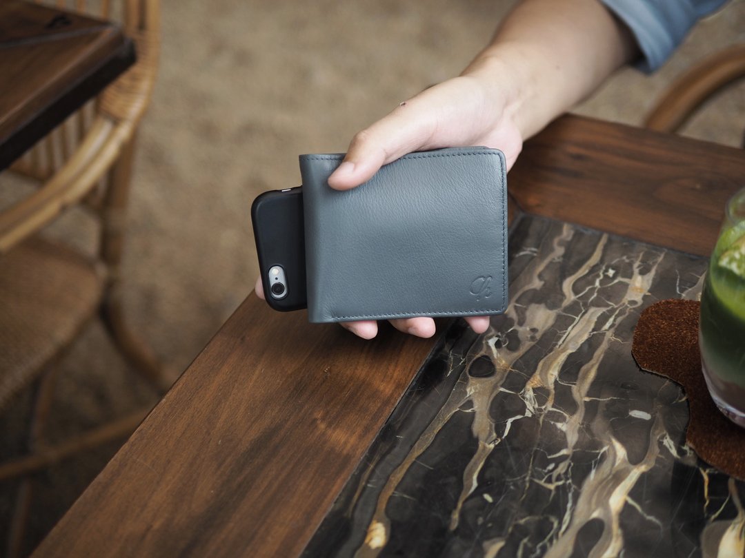 Paul (Grey) : wallet, men purse, Grey, cow leather, folded wallet - 皮夹/钱包 - 真皮 灰色