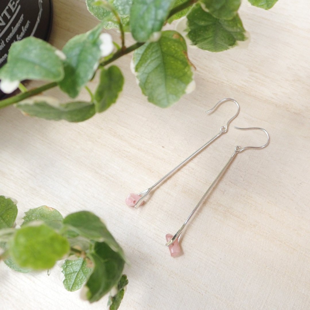 Growing Sprout Earrings (sun) - 耳环/耳夹 - 银 粉红色