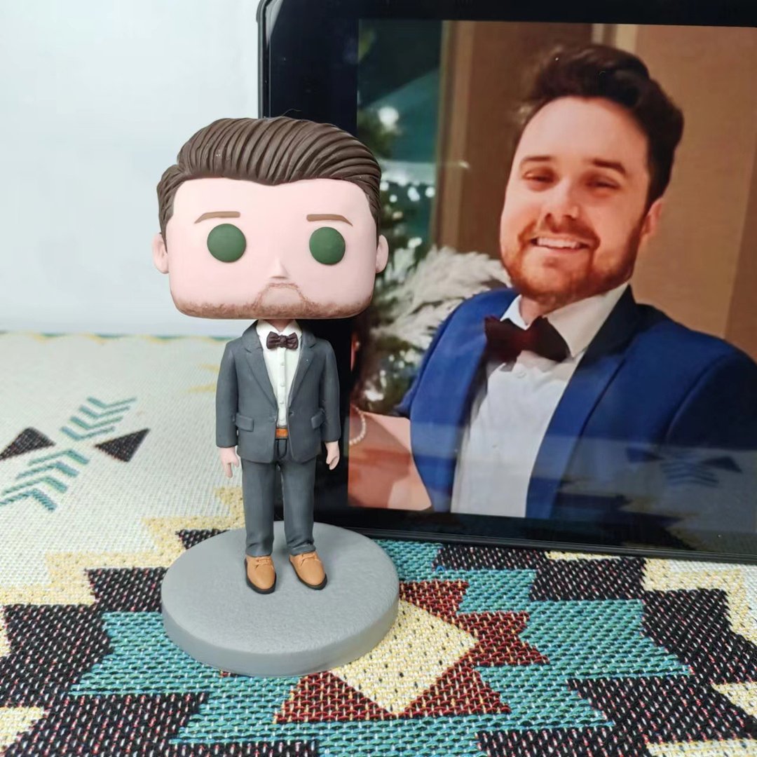 纯手工定制美国Funko Pop 自画肖像公仔娃娃男朋友老公生日礼物 - 玩偶/公仔 - 粘土 多色