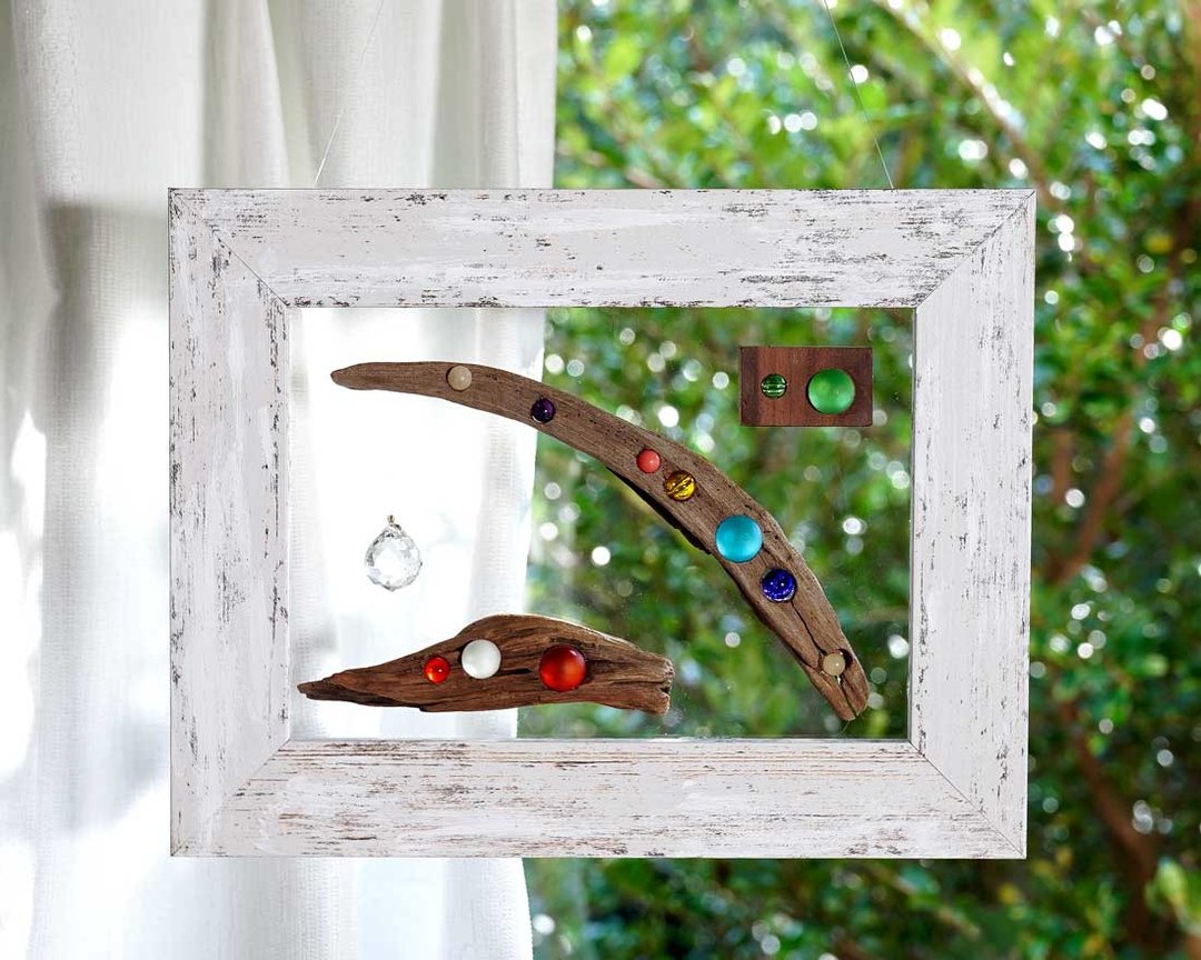 driftwood sun catcher window decoration glass ball glass ball marble wall décor natural art ２４ - 墙贴/壁贴 - 木头 咖啡色