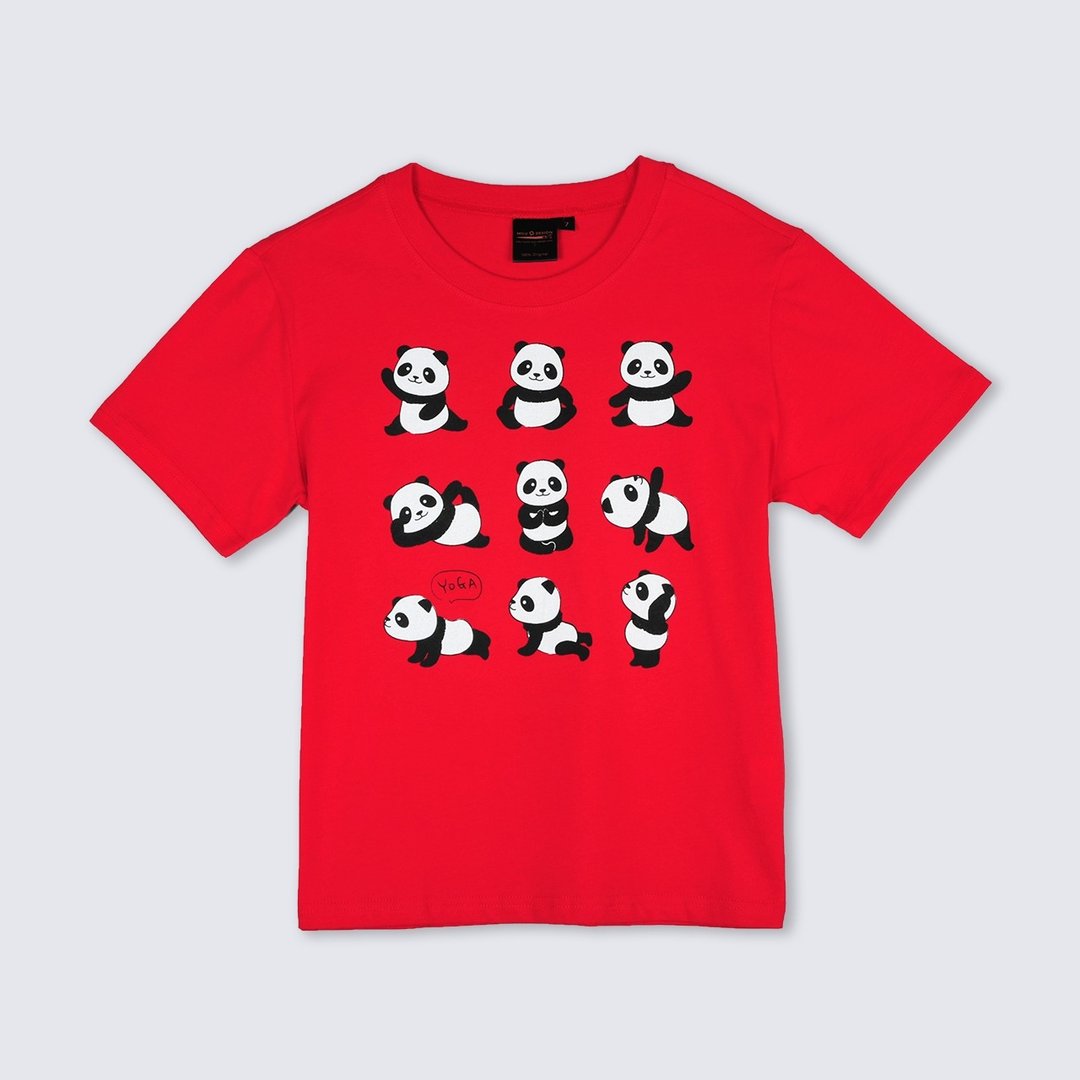 台湾故事T-Shirt / 瑜珈猫熊 短袖儿童T恤 / 纯棉台湾制 Taiwan - 童装上衣 - 棉．麻 