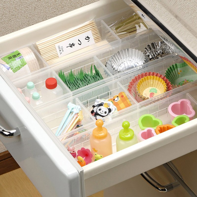 日本inomata 日制可叠式抽屉分隔/镜柜用收纳盒(窄型)-3入-多色选 - 收纳用品 - 塑料 白色