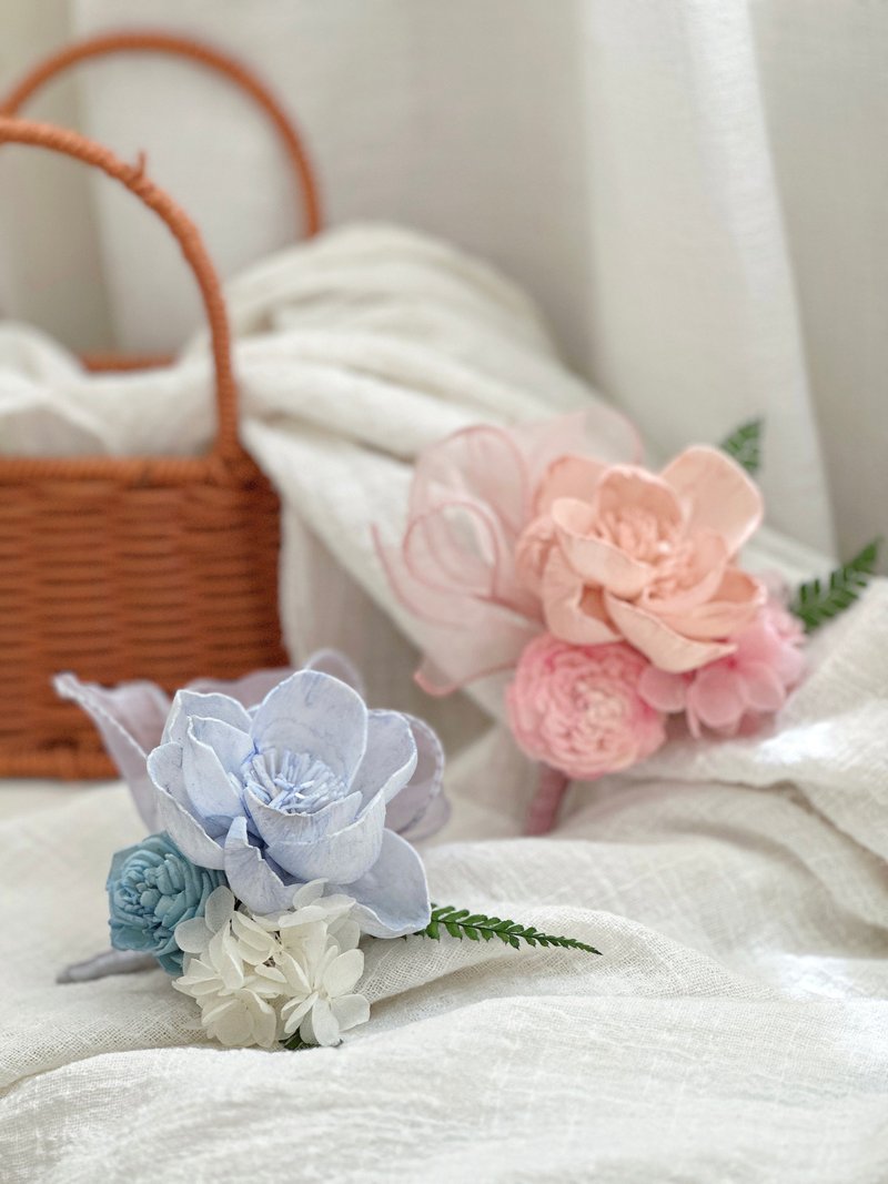 索拉牡丹胸花 主婚人胸花 干燥花 永生花 - 胸花/手腕花 - 植物．花 