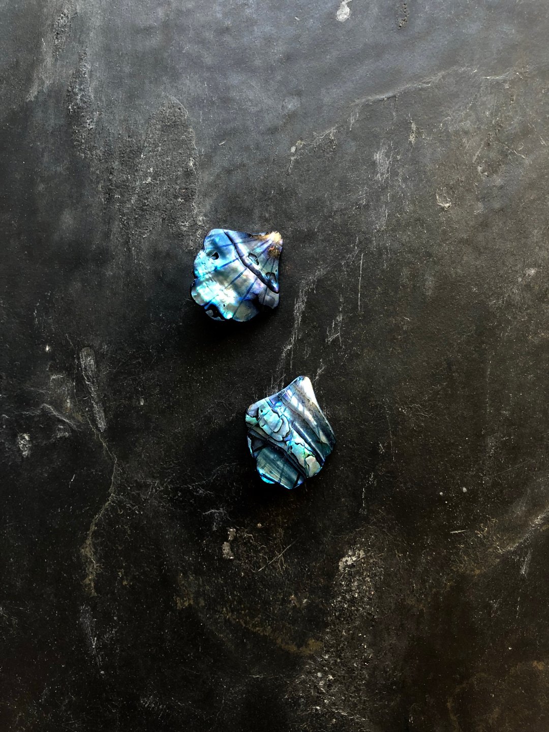 Vintage Aqua Blue Shell Mother Of Pearl Gold Plated Statement Earrings - 耳环/耳夹 - 贵金属 蓝色