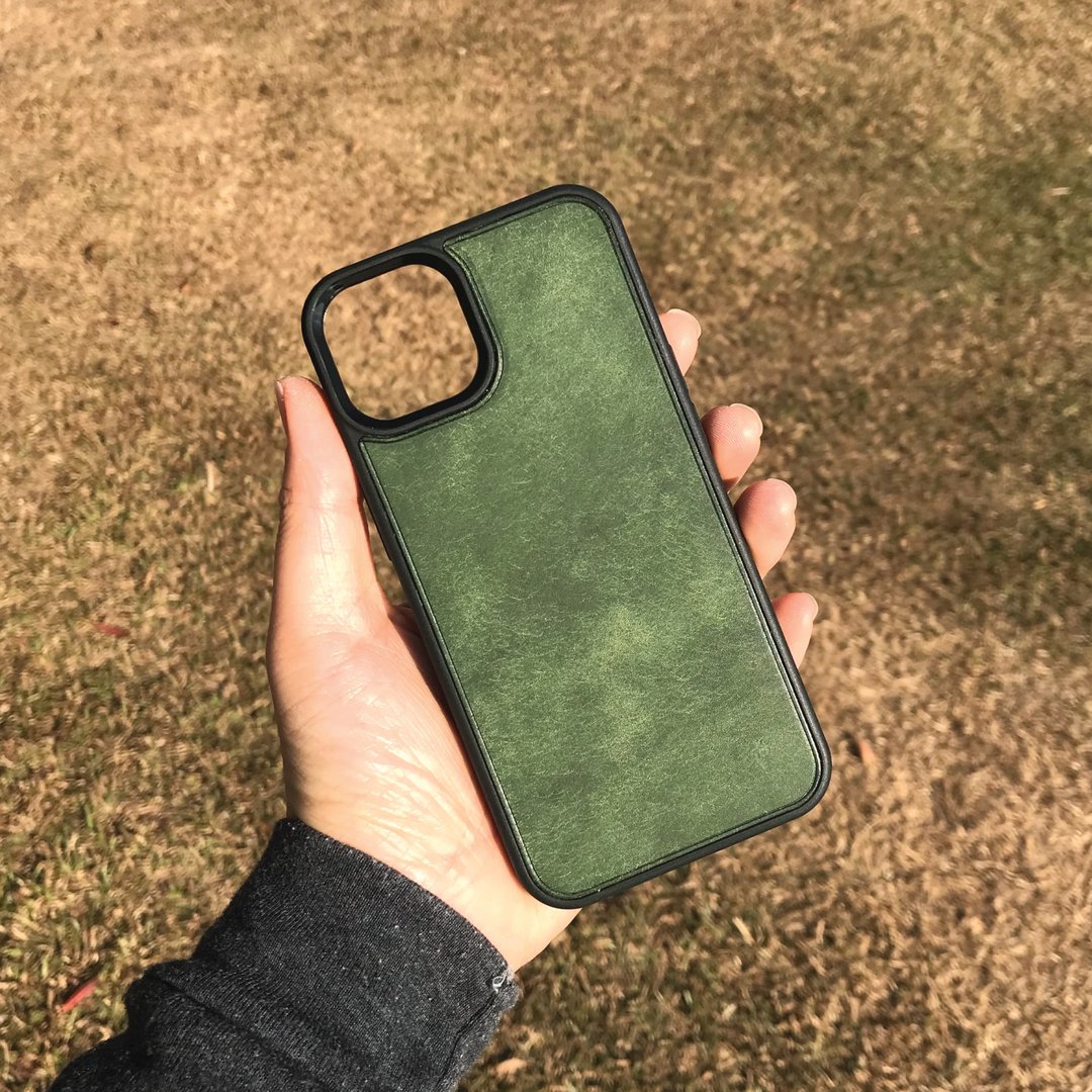 【iPhone 手机壳】绿色磨砂牛皮/防摔/多款型号/定制化印字 - 手机壳/手机套 - 真皮 绿色