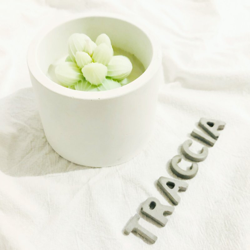 香氛系列-多多肉水泥蜡烛/质感白 - 香薰/精油/线香 - 水泥 白色