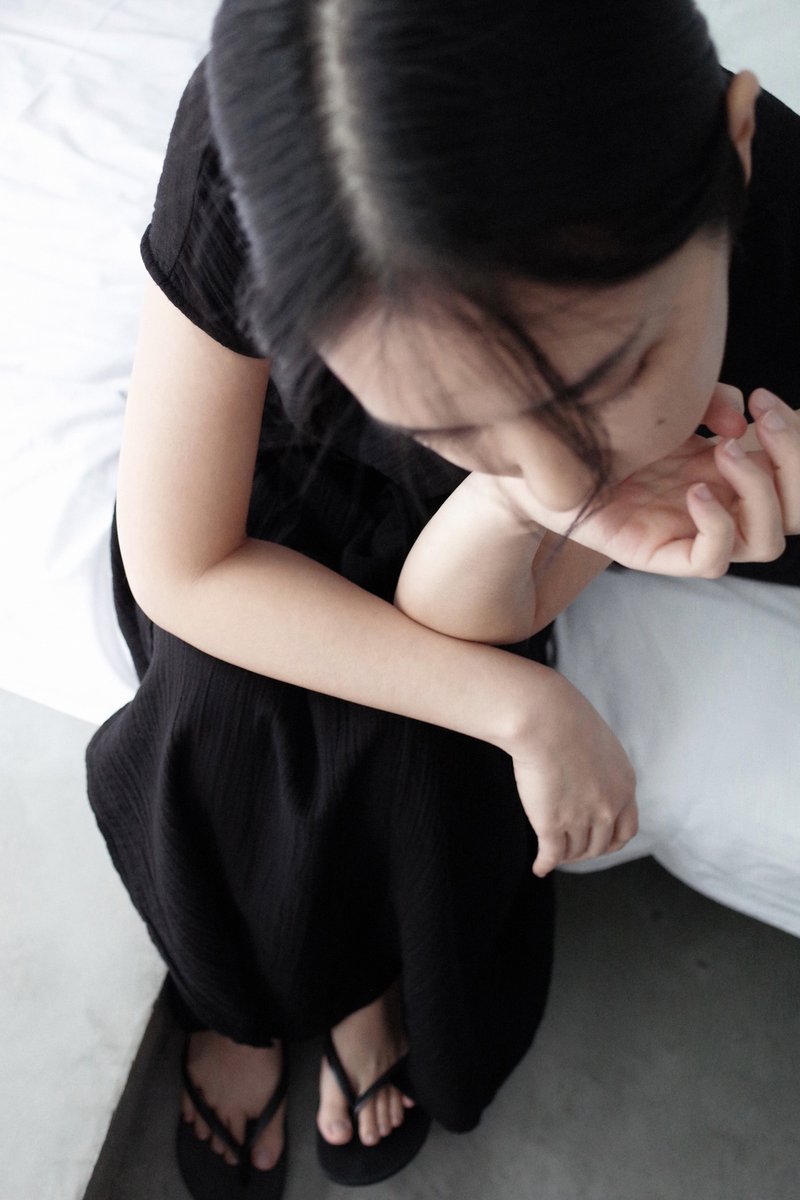 质感棉质 系带洋装 - 洋装/连衣裙 - 棉．麻 黑色