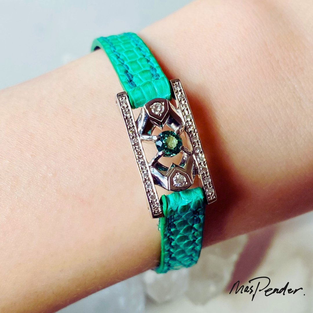 M-Leather Emblem ELEGANT DIAMOND 帕拉伊巴碧玺 - 手链/手环 - 宝石 绿色