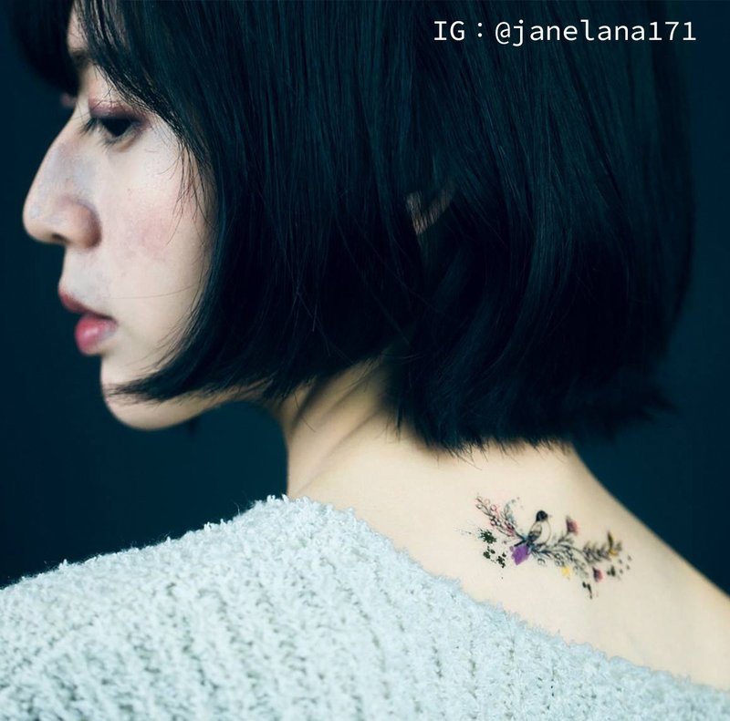 爱情鸟(小) -2入纹身贴纸 原创手绘设计 - 纹身贴 - 纸 黑色