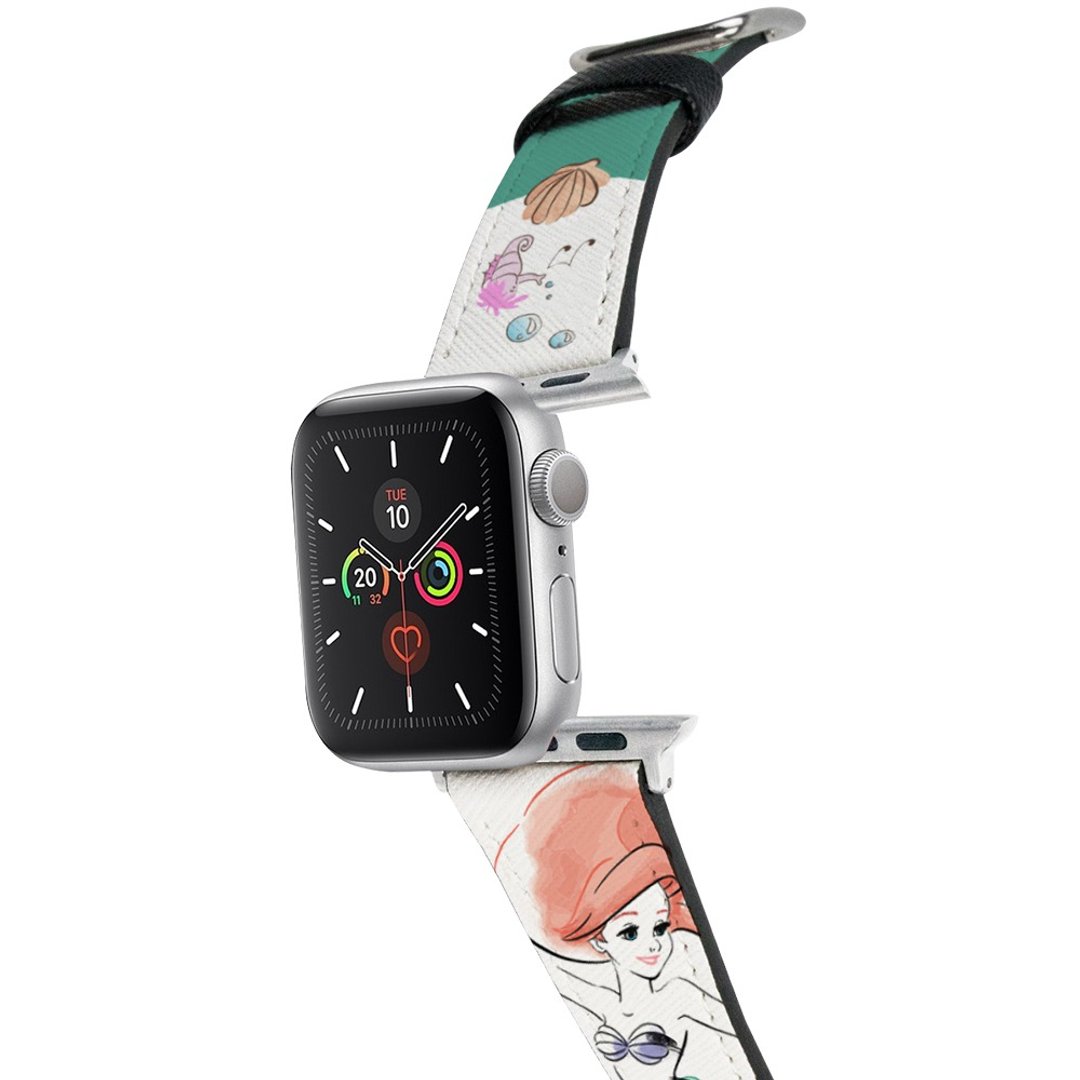 【Hong Man】迪士尼系列  Apple Watch 皮革表带 手绘风小美人鱼 - 表带 - 人造皮革 绿色