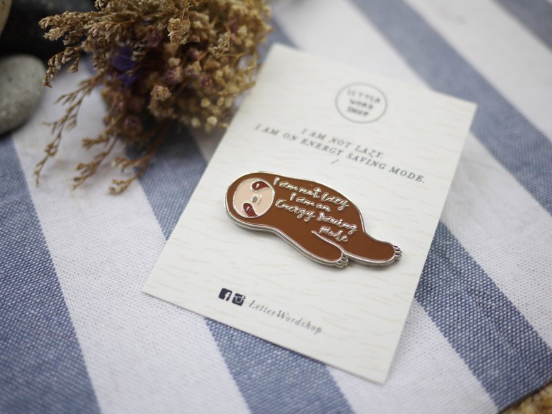 Quote Pin可爱树懒别针 胸针 - 胸针 - 其他金属 