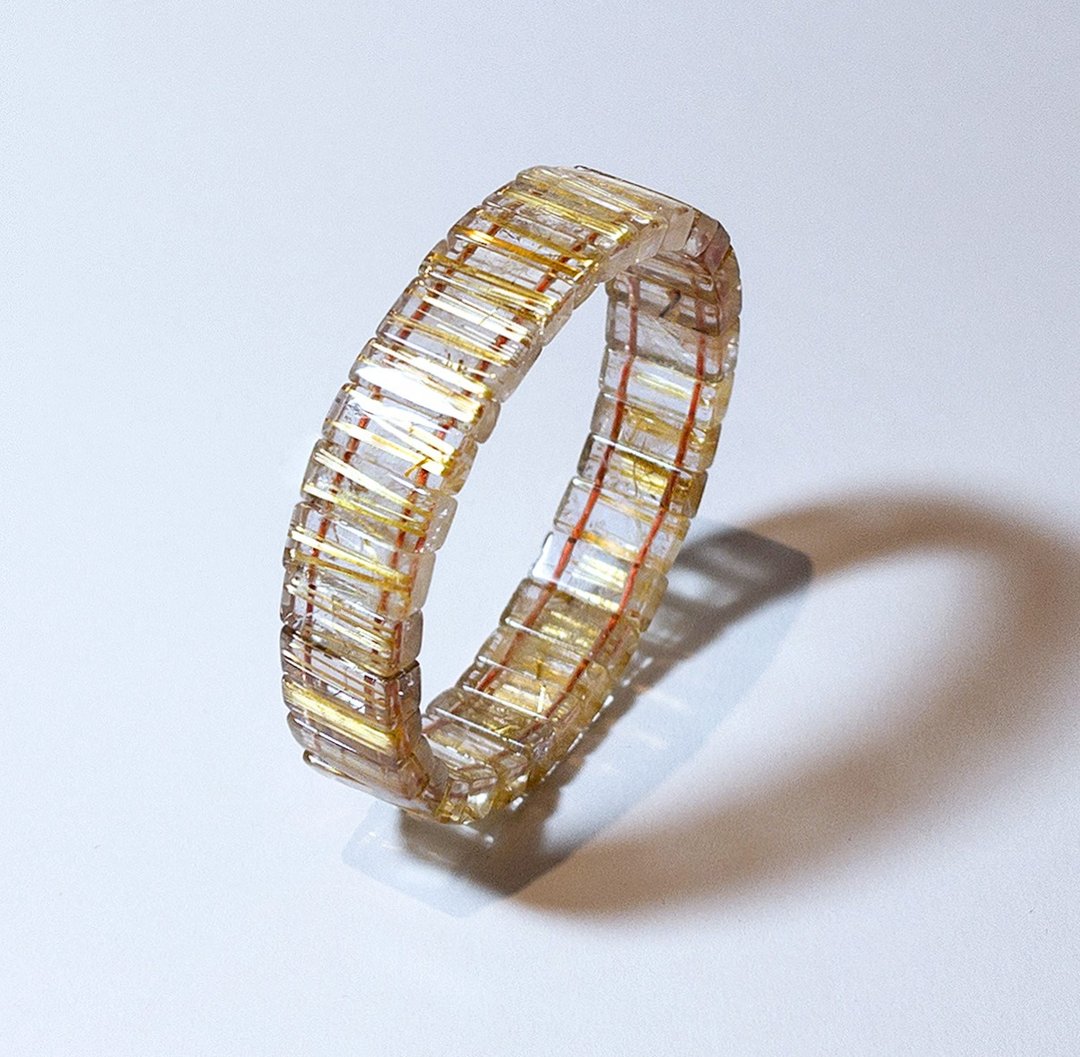 宝石系 天然矿石 钛晶 手排 - 手链/手环 - 宝石 金色