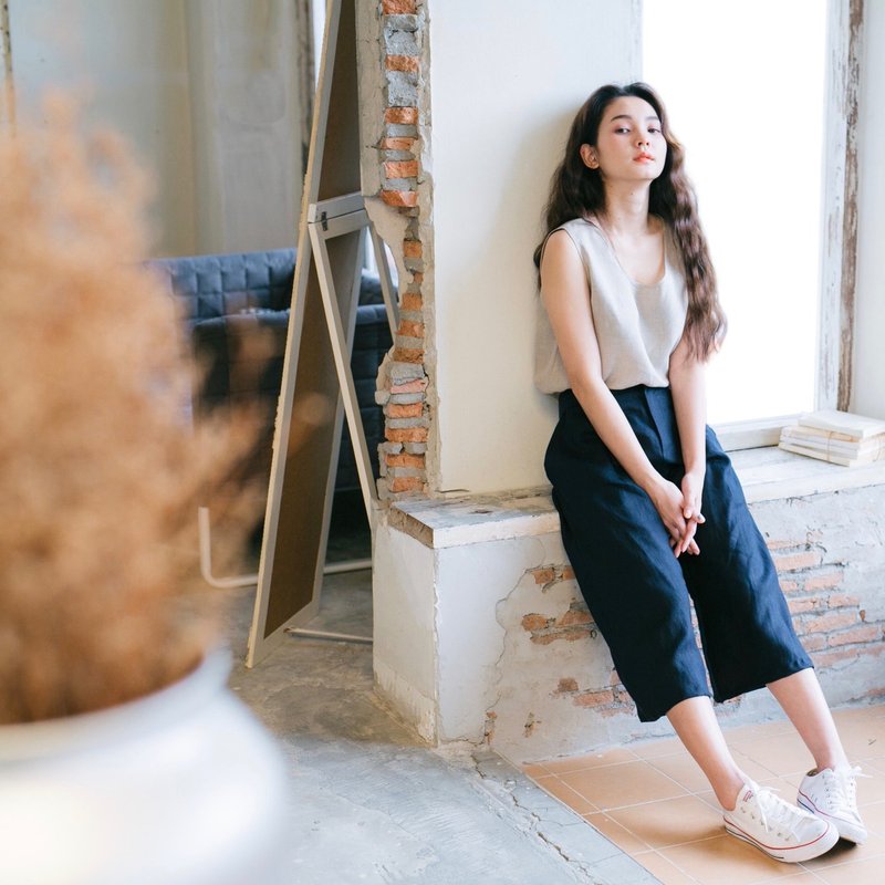 Vest - Minimal Natural - 女装背心 - 棉．麻 卡其色