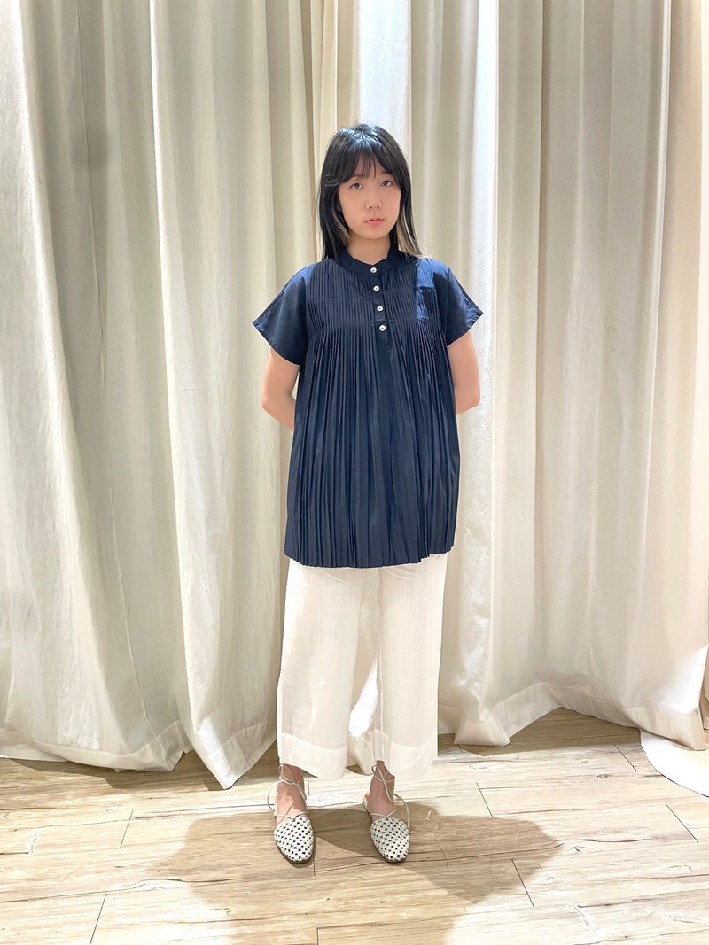 小开襟细褶上衣 - 女装上衣 - 其他材质 