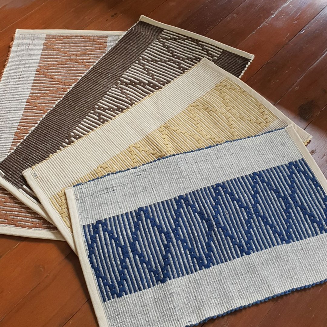Cotton Floor Mat Short 45x80 cm, Hand Woven Natural Dyed Cotton Floor Mat - 地垫/地毯 - 棉．麻 多色