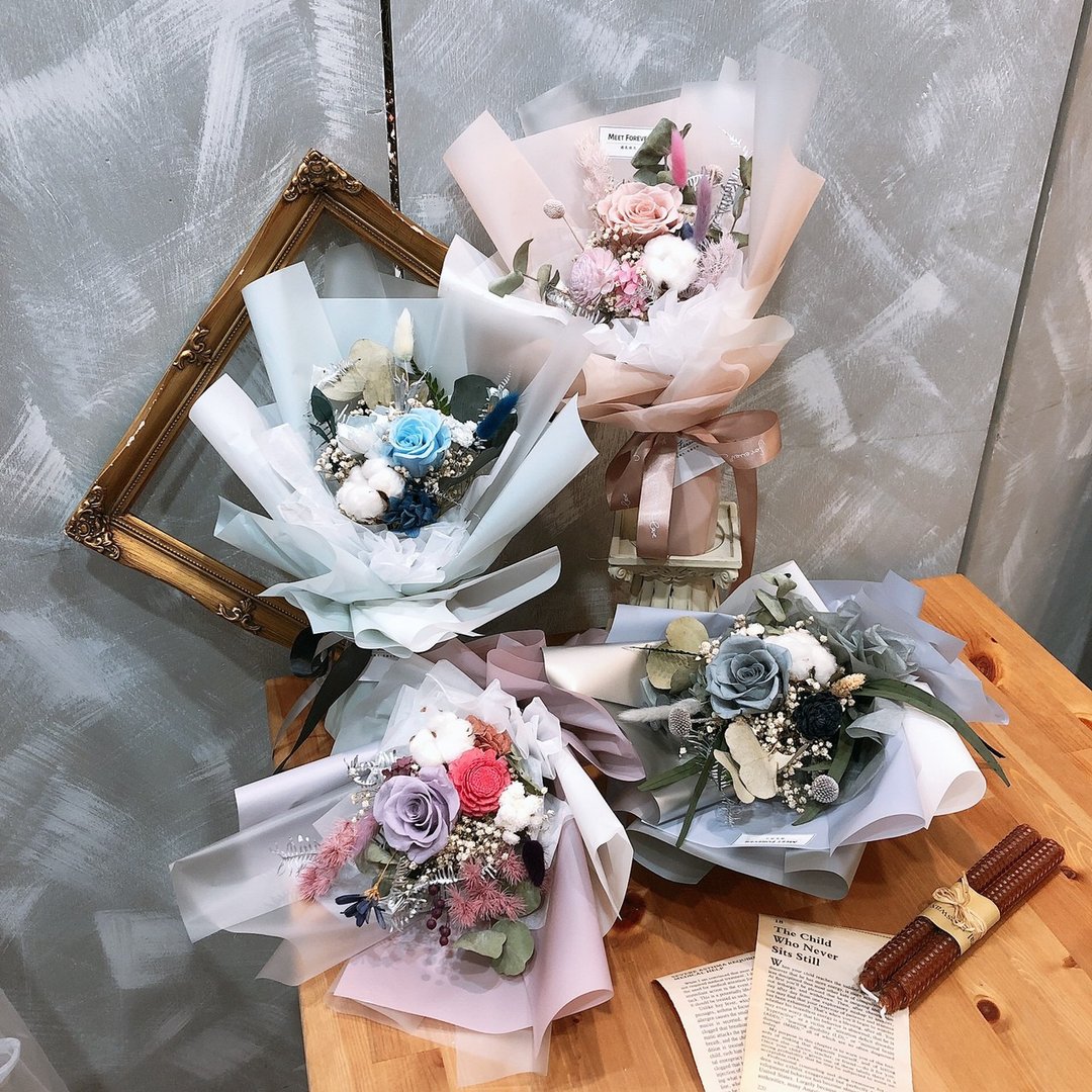 【遇见恒久】青春梦想永生玫瑰花束 共4款 - 干燥花/捧花 - 植物．花 