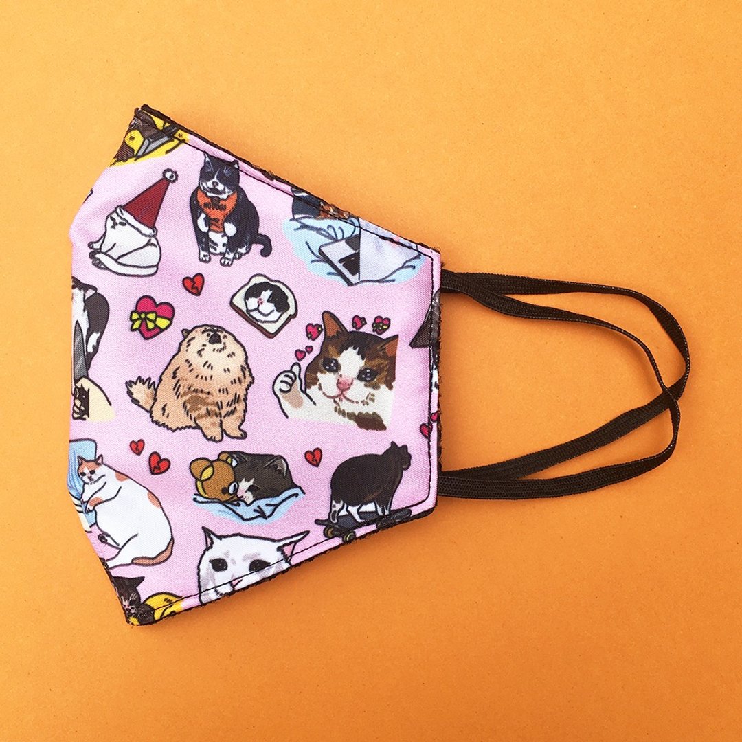 The Original Sad Cat Meme Pattern Fabric Mask - crying cat meme, meme fabric - 口罩 - 聚酯纤维 