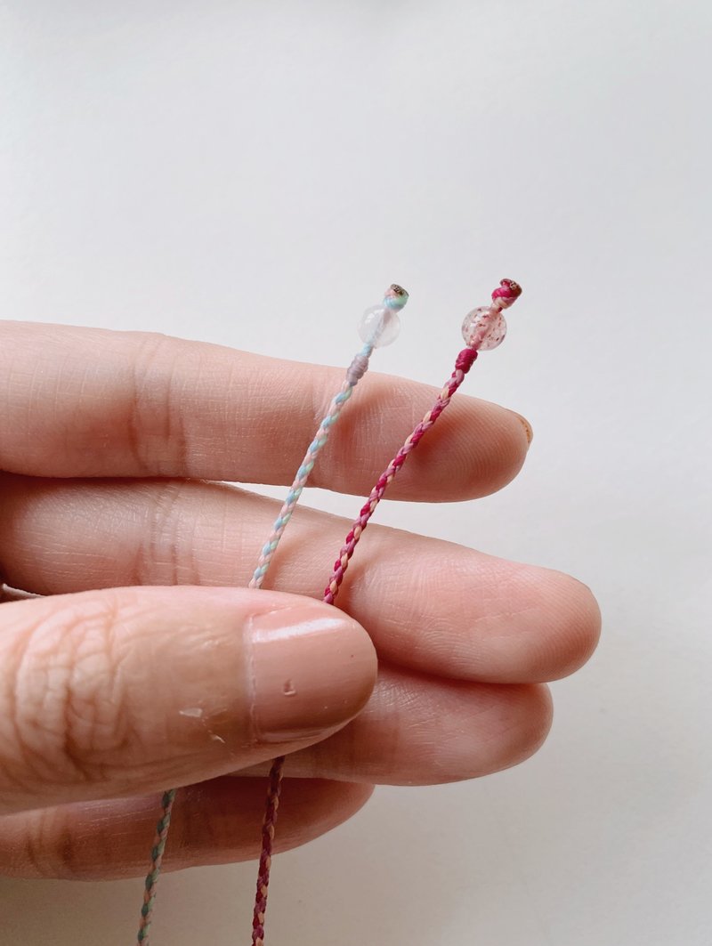 月光石 粉蓝+玫瑰粉*2+薄荷绿 四股编 超极细 / 清新的浪漫 - 手链/手环 - 其他材质 粉红色