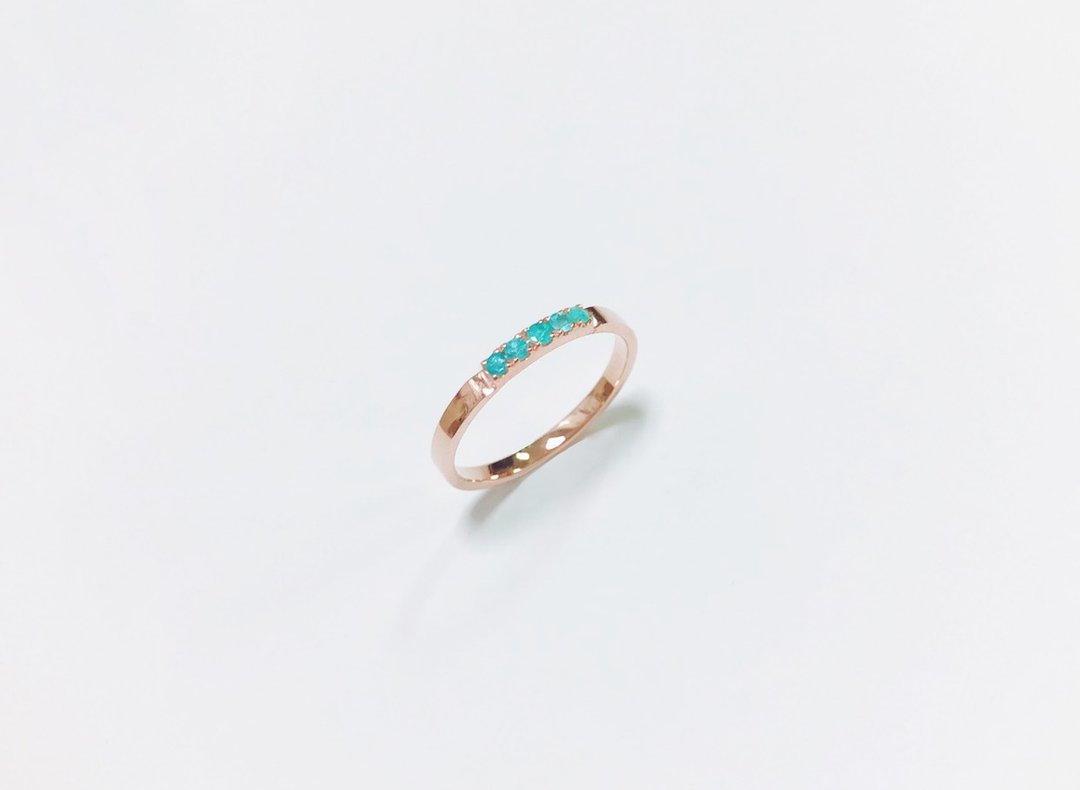 帕拉伊巴碧玺 14K线戒 Paraiba 14K金戒指 - 戒指 - 宝石 
