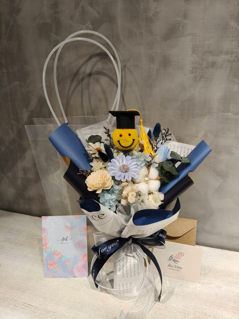 毕业花束 - 经典款 干燥花 永生花 棉花 向日葵 太阳花 索拉花 - 干燥花/捧花 - 植物．花 多色