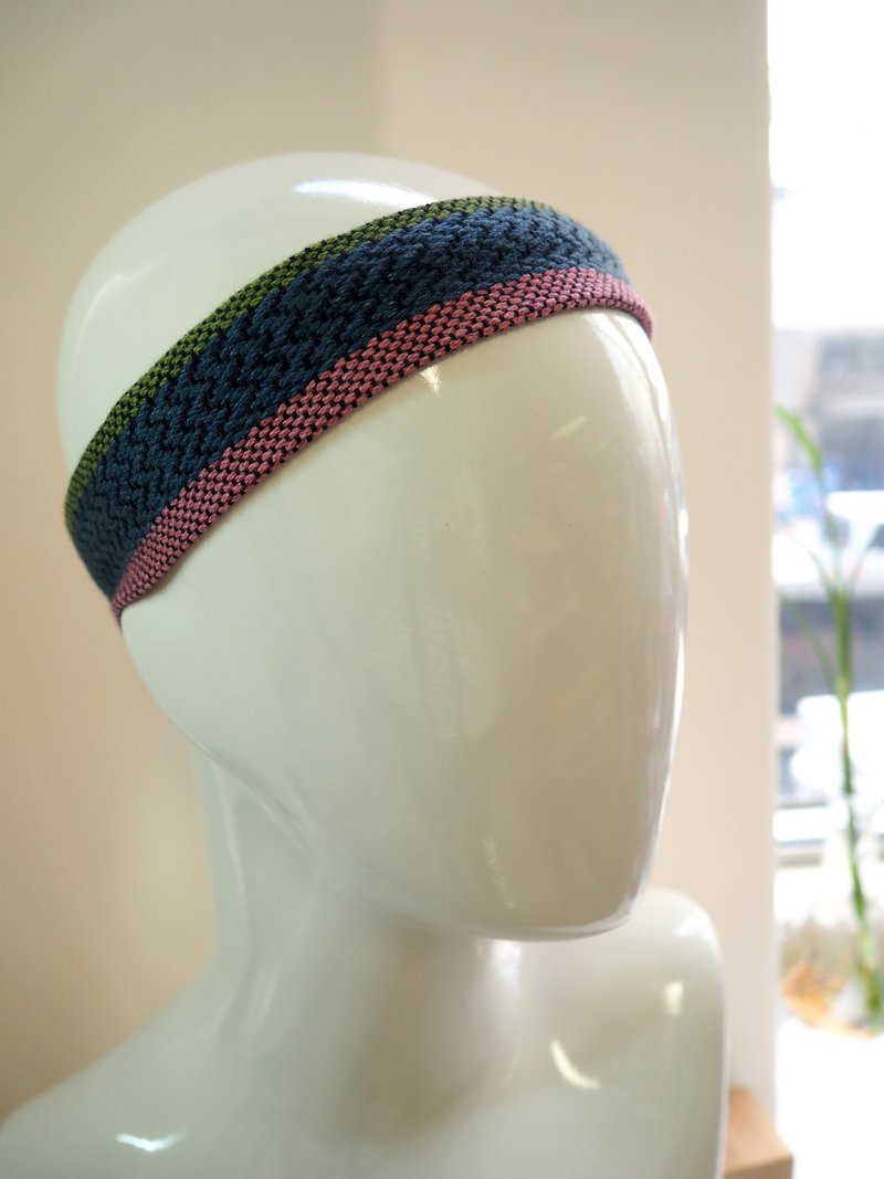 织布并色头带 绿色 蓝色 粉红色 - 发饰 - 棉．麻 多色