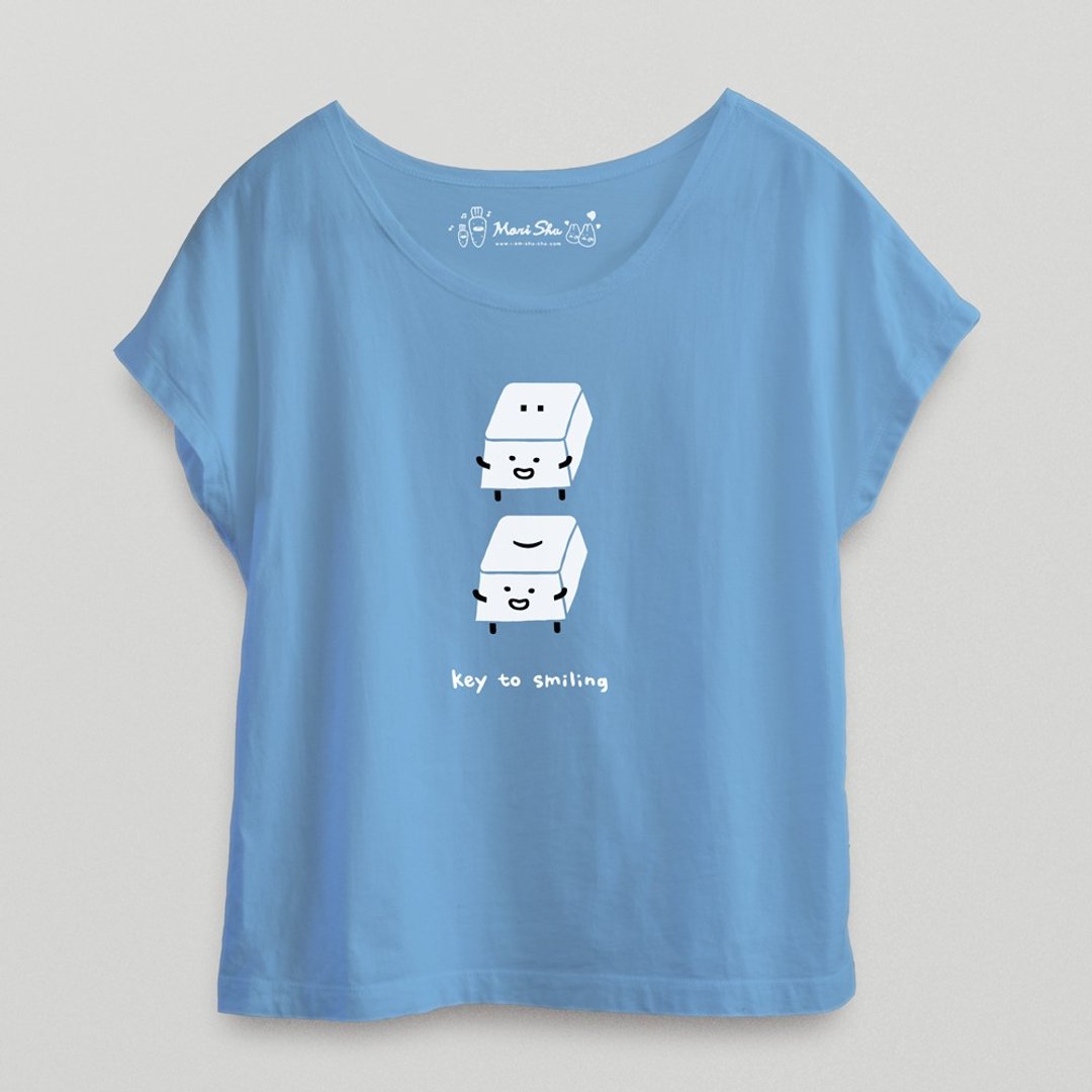 key to smiling! T-shirt - 女装短裤 - 棉 白色