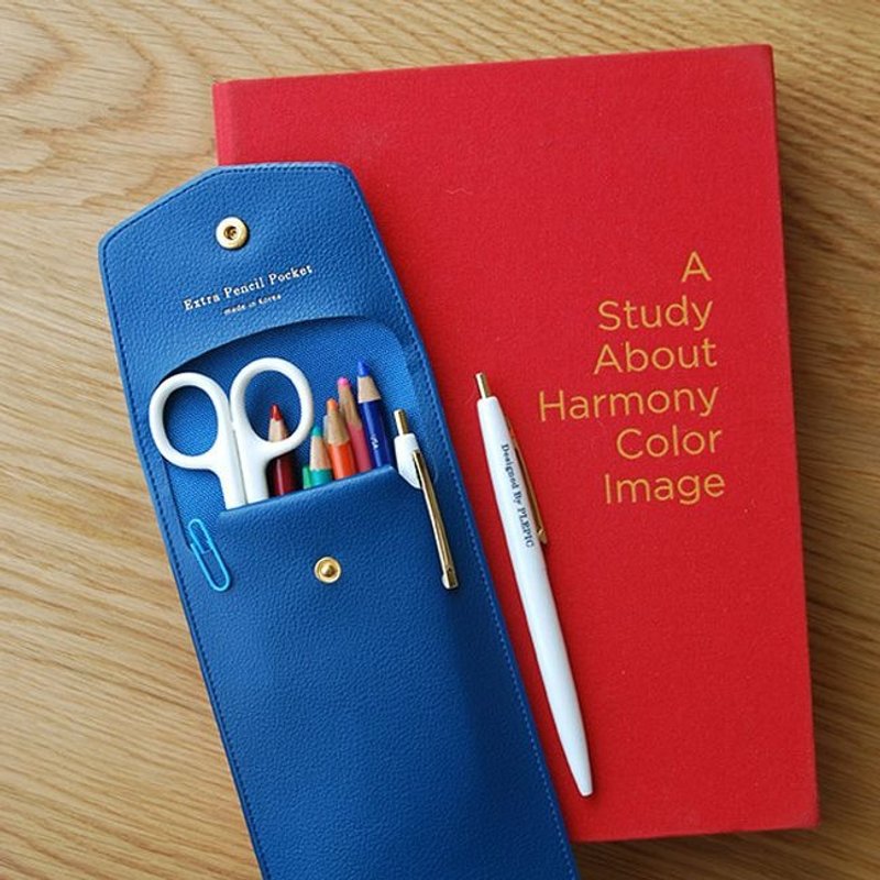 PLEPIC 珍爱仿皮金扣笔袋-海军蓝,PPC93556 - 铅笔盒/笔袋 - 真皮 蓝色