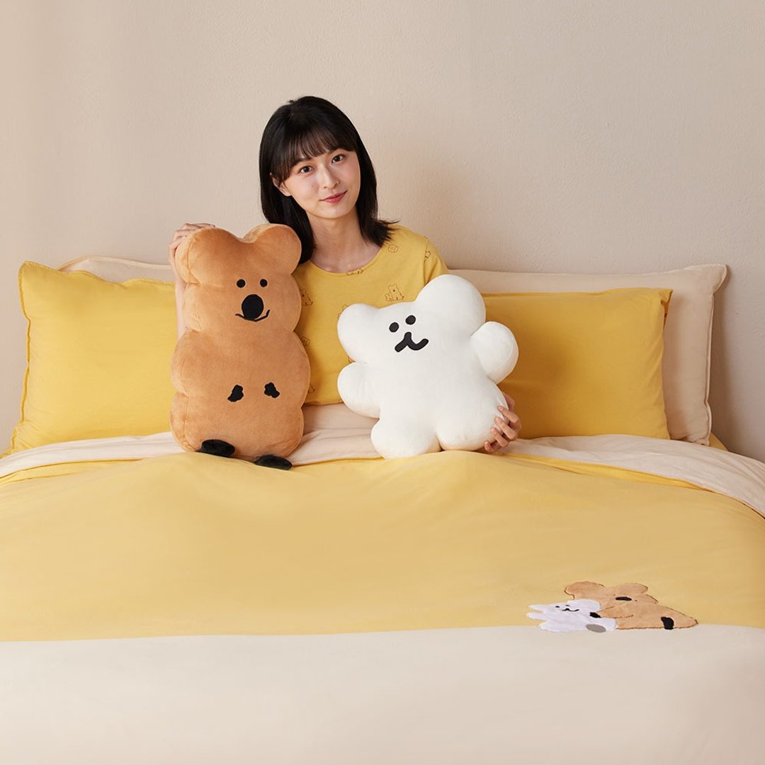 DINOTAENG | QUOKKA & BOBO 被套+枕套组-盛夏黄 - 寝具 - 棉 黄色