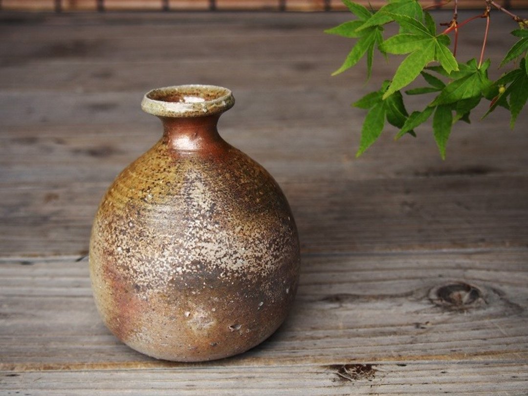 日本冈山备前 陶器 德利 日本酒酒器 t-028 - 花瓶/陶器 - 陶 咖啡色