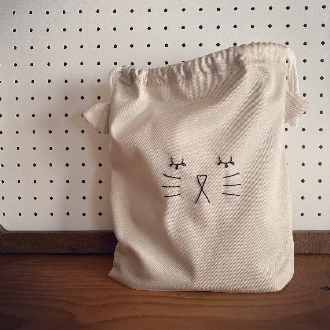 Twill cat purse large - 化妆包/杂物包 - 棉 灰色