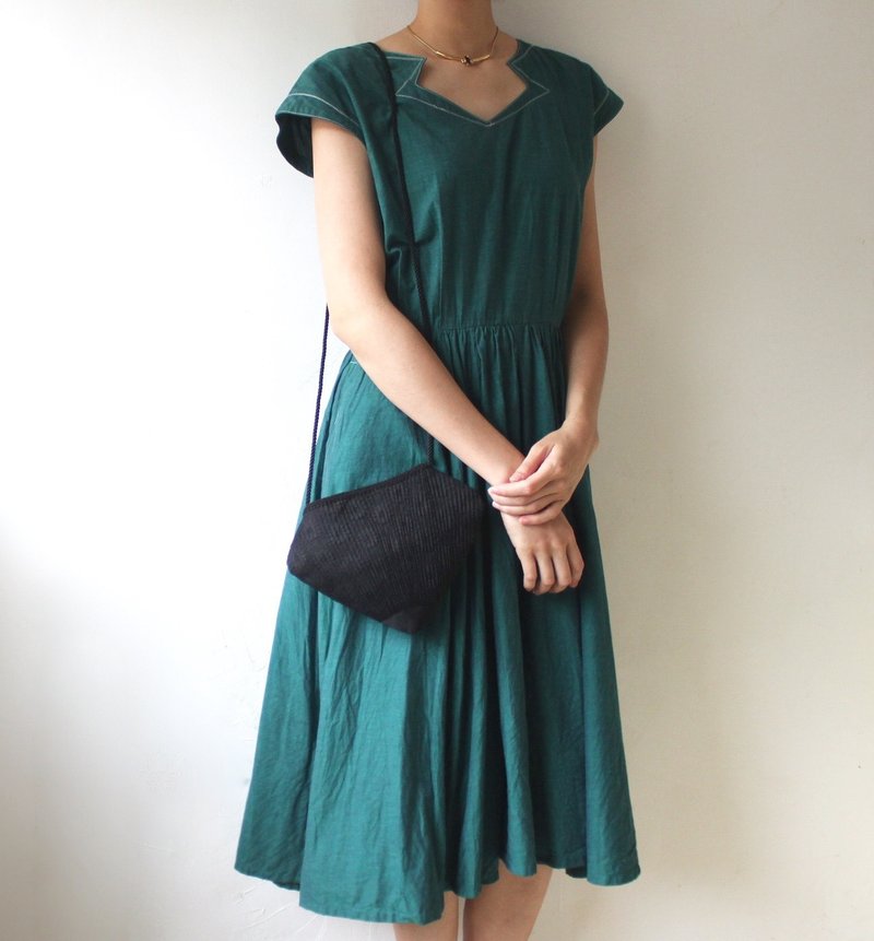 FOAK古着 /库存新品/德国黑色蕾丝五角古董包 - 侧背包/斜挎包 - 其他材质 